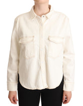 Levi's Elegant White Long Sleeve Collared Polo Top