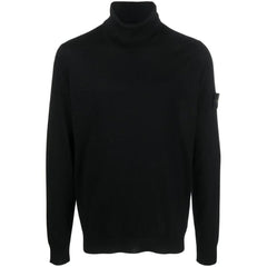 Stone Island Black Wool Men Sweater