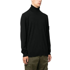 Stone Island Black Wool Men Sweater