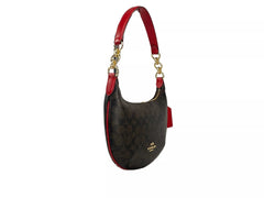COACH Payton Signature PVC Leather Shoulder Bag Brown Red