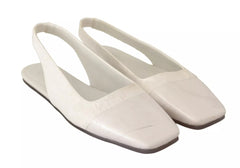 Maison Margiela White Leather Slingback Slip On Flats Shoes