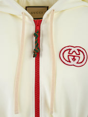Gucci Cream Polyester Hooded Logo Sweatsuit