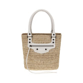 Balenciaga Le City small straw Shoulder Bag