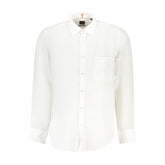Hugo Boss White Linen Men Shirt