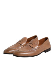Brunello Cucinelli Brown Leather Loafer Dress Shoes