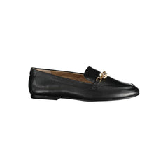 Ralph Lauren Black Leather Flat Shoe