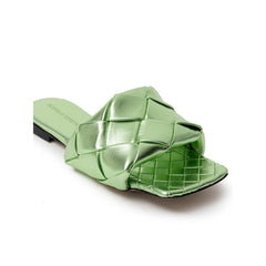 Bottega Veneta Green Leather Slide