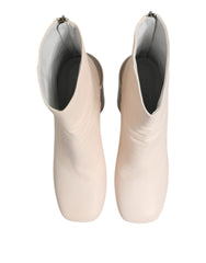 Maison Margiela White Calf Leather Can Heel Boots Shoes