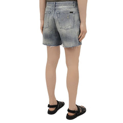 Saint Laurent Denim Destroyed California Shorts