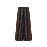 Burberry Checked Wide Leg Canvas Pants
