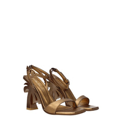 Palm Angels Gold Leather Sandal