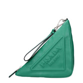Prada Green Leather Clutch Bag
