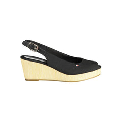 Tommy Hilfiger Black Leather Women Sandal